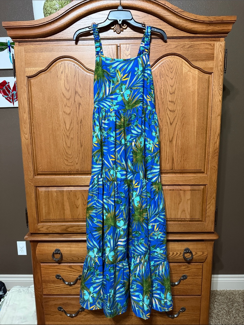 BOG Blue Tropical Print Maxi Dress